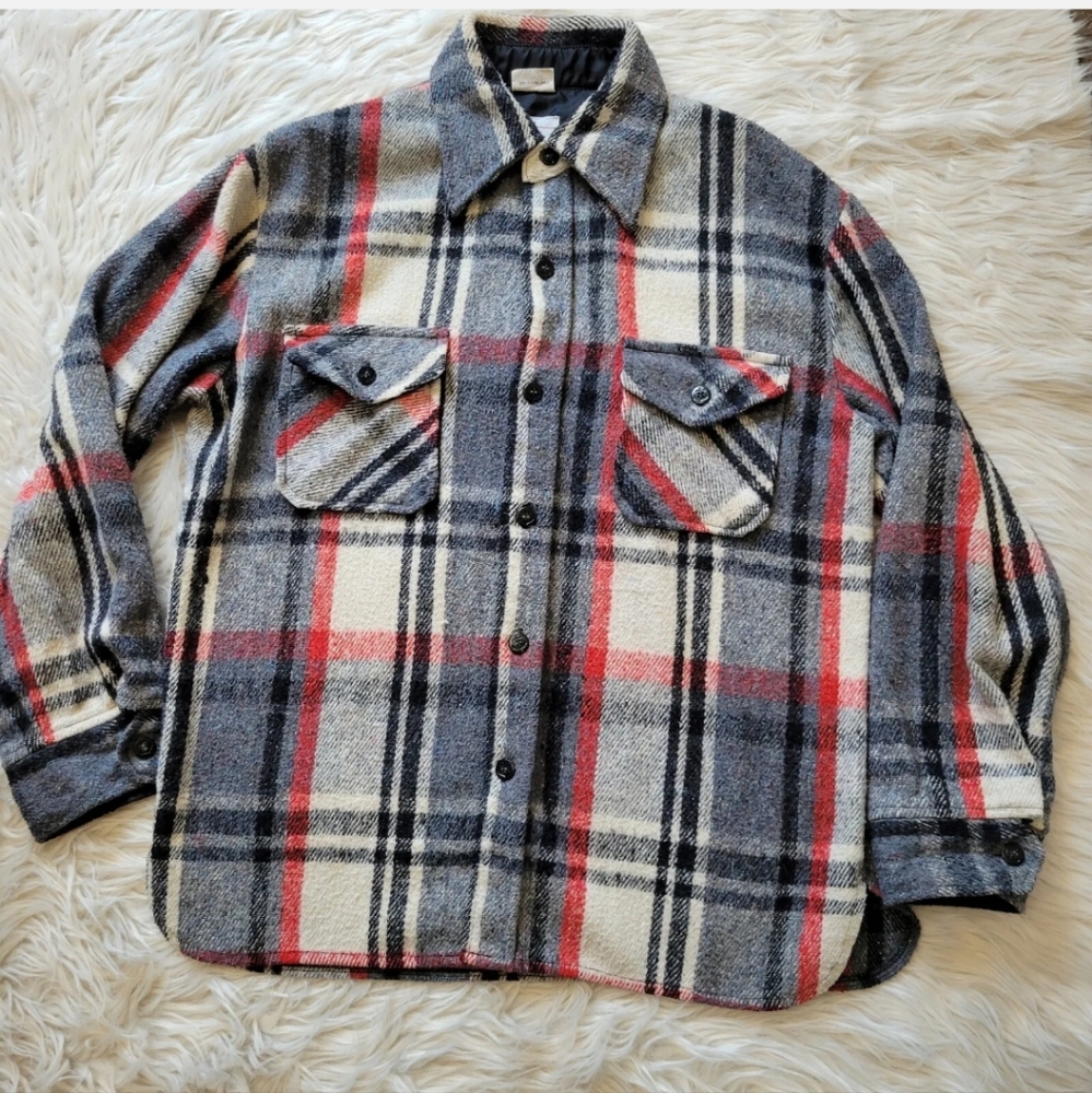 VTG Vandmark Men Shirt XL Plaid Flannel Reprocessed Wool Soft 80s